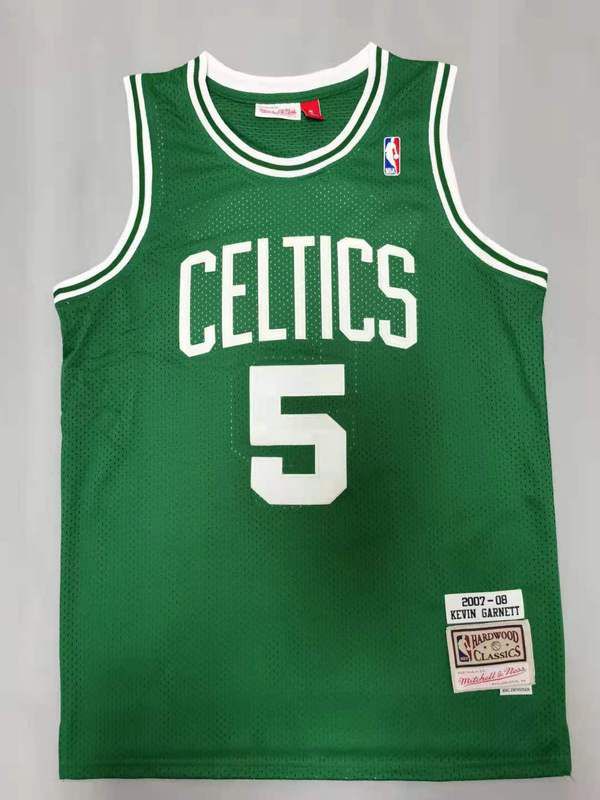 Men Boston Celtics 5 Garnett Green Throwback Best mesh 2021 NBA Jersey